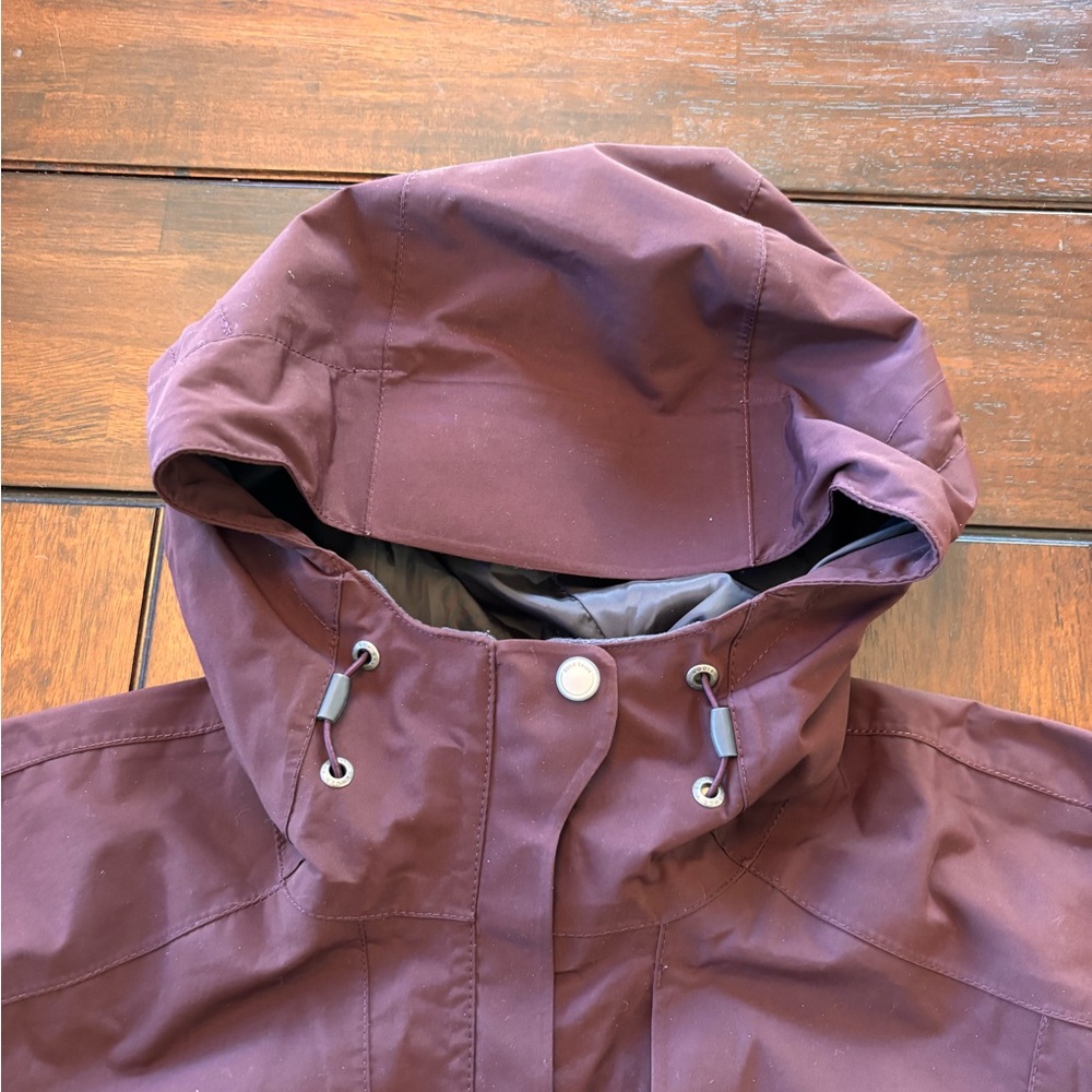 Eddie Bauer Weatheredge 365 Waterproof Plum Hooded Jacket Women’s Large - Picture 6 of 13